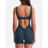 imageYEOREO One Piece Workout Jumpsuits for Women Backless Tummy Control Sleeveless Jumpsuits Lizvette V Back Scrunch Yoga RomperBlue Green