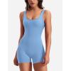 imageYEOREO One Piece Workout Jumpsuits for Women Backless Tummy Control Sleeveless Jumpsuits Lizvette V Back Scrunch Yoga RomperBright Blue