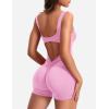 imageYEOREO One Piece Workout Jumpsuits for Women Backless Tummy Control Sleeveless Jumpsuits Lizvette V Back Scrunch Yoga RomperBubble Gum Pink