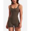 imageYEOREO One Piece Workout Jumpsuits for Women Backless Tummy Control Sleeveless Jumpsuits Lizvette V Back Scrunch Yoga RomperCoffee
