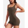imageYEOREO One Piece Workout Jumpsuits for Women Backless Tummy Control Sleeveless Jumpsuits Lizvette V Back Scrunch Yoga RomperCoffee