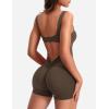 imageYEOREO One Piece Workout Jumpsuits for Women Backless Tummy Control Sleeveless Jumpsuits Lizvette V Back Scrunch Yoga RomperCoffee