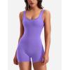 imageYEOREO One Piece Workout Jumpsuits for Women Backless Tummy Control Sleeveless Jumpsuits Lizvette V Back Scrunch Yoga RomperDahlia Purple