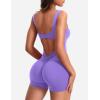 imageYEOREO One Piece Workout Jumpsuits for Women Backless Tummy Control Sleeveless Jumpsuits Lizvette V Back Scrunch Yoga RomperDahlia Purple