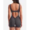 imageYEOREO One Piece Workout Jumpsuits for Women Backless Tummy Control Sleeveless Jumpsuits Lizvette V Back Scrunch Yoga RomperDark Grey