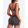 imageYEOREO One Piece Workout Jumpsuits for Women Backless Tummy Control Sleeveless Jumpsuits Lizvette V Back Scrunch Yoga RomperDark Grey
