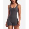 imageYEOREO One Piece Workout Jumpsuits for Women Backless Tummy Control Sleeveless Jumpsuits Lizvette V Back Scrunch Yoga RomperDark Grey