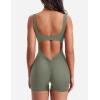 imageYEOREO One Piece Workout Jumpsuits for Women Backless Tummy Control Sleeveless Jumpsuits Lizvette V Back Scrunch Yoga RomperGreen
