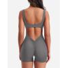 imageYEOREO One Piece Workout Jumpsuits for Women Backless Tummy Control Sleeveless Jumpsuits Lizvette V Back Scrunch Yoga RomperGrey