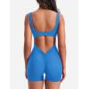 imageYEOREO One Piece Workout Jumpsuits for Women Backless Tummy Control Sleeveless Jumpsuits Lizvette V Back Scrunch Yoga RomperLight Blue