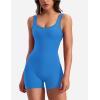 imageYEOREO One Piece Workout Jumpsuits for Women Backless Tummy Control Sleeveless Jumpsuits Lizvette V Back Scrunch Yoga RomperLight Blue