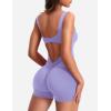 imageYEOREO One Piece Workout Jumpsuits for Women Backless Tummy Control Sleeveless Jumpsuits Lizvette V Back Scrunch Yoga RomperLight Purple