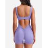 imageYEOREO One Piece Workout Jumpsuits for Women Backless Tummy Control Sleeveless Jumpsuits Lizvette V Back Scrunch Yoga RomperLight Purple