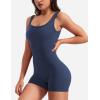 imageYEOREO One Piece Workout Jumpsuits for Women Backless Tummy Control Sleeveless Jumpsuits Lizvette V Back Scrunch Yoga RomperNavy Blue
