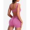 imageYEOREO One Piece Workout Jumpsuits for Women Backless Tummy Control Sleeveless Jumpsuits Lizvette V Back Scrunch Yoga RomperPink