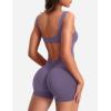 imageYEOREO One Piece Workout Jumpsuits for Women Backless Tummy Control Sleeveless Jumpsuits Lizvette V Back Scrunch Yoga RomperPurple