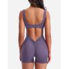 imageYEOREO One Piece Workout Jumpsuits for Women Backless Tummy Control Sleeveless Jumpsuits Lizvette V Back Scrunch Yoga RomperPurple