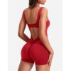 imageYEOREO One Piece Workout Jumpsuits for Women Backless Tummy Control Sleeveless Jumpsuits Lizvette V Back Scrunch Yoga RomperRed