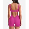 imageYEOREO One Piece Workout Jumpsuits for Women Backless Tummy Control Sleeveless Jumpsuits Lizvette V Back Scrunch Yoga RomperRose Red
