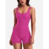 imageYEOREO One Piece Workout Jumpsuits for Women Backless Tummy Control Sleeveless Jumpsuits Lizvette V Back Scrunch Yoga RomperRose Red