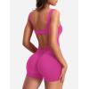 imageYEOREO One Piece Workout Jumpsuits for Women Backless Tummy Control Sleeveless Jumpsuits Lizvette V Back Scrunch Yoga RomperRose Red