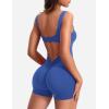 imageYEOREO One Piece Workout Jumpsuits for Women Backless Tummy Control Sleeveless Jumpsuits Lizvette V Back Scrunch Yoga RomperRoyal Blue