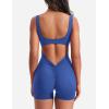 imageYEOREO One Piece Workout Jumpsuits for Women Backless Tummy Control Sleeveless Jumpsuits Lizvette V Back Scrunch Yoga RomperRoyal Blue