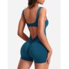 imageYEOREO One Piece Workout Jumpsuits for Women Backless Tummy Control Sleeveless Jumpsuits Lizvette V Back Scrunch Yoga RomperSea Blue