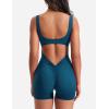 imageYEOREO One Piece Workout Jumpsuits for Women Backless Tummy Control Sleeveless Jumpsuits Lizvette V Back Scrunch Yoga RomperSea Blue