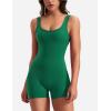 imageYEOREO One Piece Workout Jumpsuits for Women Backless Tummy Control Sleeveless Jumpsuits Lizvette V Back Scrunch Yoga RomperStorm Green