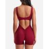 imageYEOREO One Piece Workout Jumpsuits for Women Backless Tummy Control Sleeveless Jumpsuits Lizvette V Back Scrunch Yoga RomperWine Red