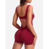 imageYEOREO One Piece Workout Jumpsuits for Women Backless Tummy Control Sleeveless Jumpsuits Lizvette V Back Scrunch Yoga RomperWine Red