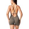 imageYEOREO Scrunch Butt Form Jeni Fitting Romper Shorts Bodysuits For Women Body Shaper Workout Sexy Backless JumpsuitsBrown