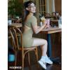 imageYEOREO Short Sleeve Jumpsuit for Women V Back Scrunch Butt Short Bodysuit Lizvette Open Back Workout Romper One Piece BodyconGrey Green