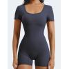 imageYEOREO Short Sleeve Jumpsuit for Women V Back Scrunch Butt Short Bodysuit Lizvette Open Back Workout Romper One Piece BodyconNavy