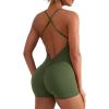imageYEOREO Backless Tummy Control Jumpsuits for Women One Piece Workout Jumpsuits Sleeveless V Back Lizvette Scrunch Yoga RompersGreen