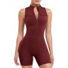 imageYEOREO CoreFlex Sleeveless Workout Jumpsuit With Pockets Zip Up Back Scrunch Gym Romper for Women YogaWine