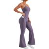 imageYEOREO Flare Jumpsuits for Women One Piece Mena Workout Sleeveless Wide Leg Jumpsuits with Pockets Bodycon Gym Yoga RomperPurple