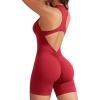 imageYEOREO Jumpsuits for Women Zip Up Workout Backless One Piece Tummy Control Sleeveless Emma Sexy Yoga BodysuitsCherry