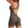 imageYEOREO Jumpsuits for Women Zip Up Workout Backless One Piece Tummy Control Sleeveless Emma Sexy Yoga BodysuitsCoffee