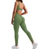 imageYEOREO Long Sleeve Jumpsuit for Women Workout V Back Bodysuit Lizvette Scrunch Leggings One Piece Romper Full Length BodyconAvocado Green