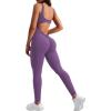 imageYEOREO Long Sleeve Jumpsuit for Women Workout V Back Bodysuit Lizvette Scrunch Leggings One Piece Romper Full Length BodyconPurple