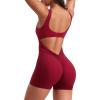 imageYEOREO One Piece Workout Jumpsuits for Women Backless Tummy Control Sleeveless Jumpsuits Lizvette V Back Scrunch Yoga RomperWine Red