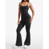 imageYEOREO One Piece Jumpsuit for Women 31quot Inseam Vais Sleeveless Sexy Y Back Bodycon Flare Leg Full Length Romper PlaysuitsBlack