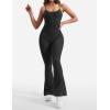 imageYEOREO One Piece Jumpsuit for Women 31quot Inseam Vais Sleeveless Sexy Y Back Bodycon Flare Leg Full Length Romper PlaysuitsBlack