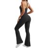 imageYEOREO One Piece Jumpsuit for Women 31quot Inseam Vais Sleeveless Sexy Y Back Bodycon Flare Leg Full Length Romper PlaysuitsBlack