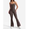 imageYEOREO One Piece Jumpsuit for Women 31quot Inseam Vais Sleeveless Sexy Y Back Bodycon Flare Leg Full Length Romper PlaysuitsCoffee