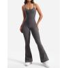 imageYEOREO One Piece Jumpsuit for Women 31quot Inseam Vais Sleeveless Sexy Y Back Bodycon Flare Leg Full Length Romper PlaysuitsDark Grey