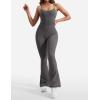 imageYEOREO One Piece Jumpsuit for Women 31quot Inseam Vais Sleeveless Sexy Y Back Bodycon Flare Leg Full Length Romper PlaysuitsDark Grey