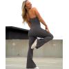 imageYEOREO One Piece Jumpsuit for Women 31quot Inseam Vais Sleeveless Sexy Y Back Bodycon Flare Leg Full Length Romper PlaysuitsDark Grey